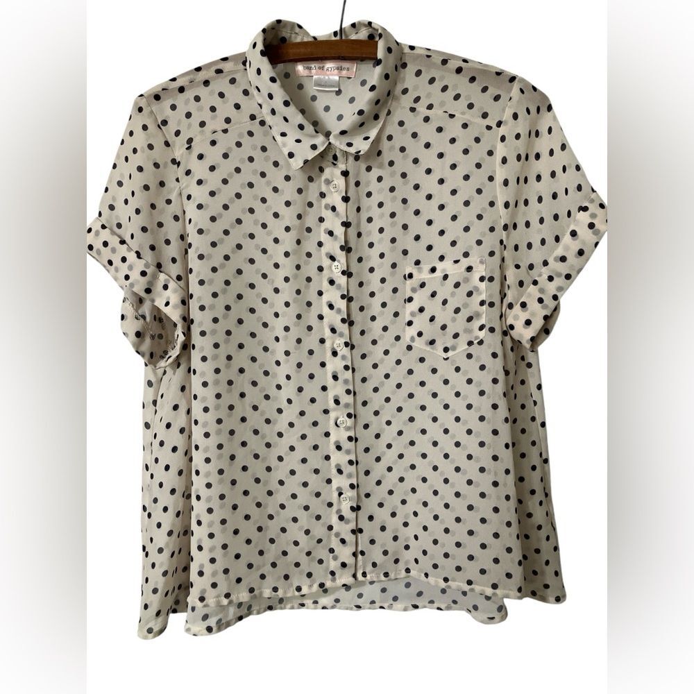 Band of Gypsies Shirt Size L Sheer Polka Dot Blouse Top Layers Retro